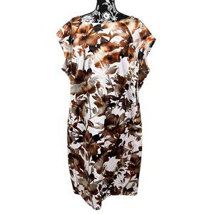 Beige by eci Brown Floral Midi Dress